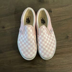 PINK AND WHITE CHECKER VANS